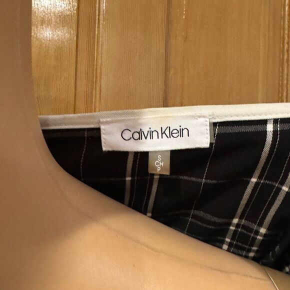 Calvin Klein Black and White Plaid Quarter Sleeve Top sz SP - Picture 6 of 6